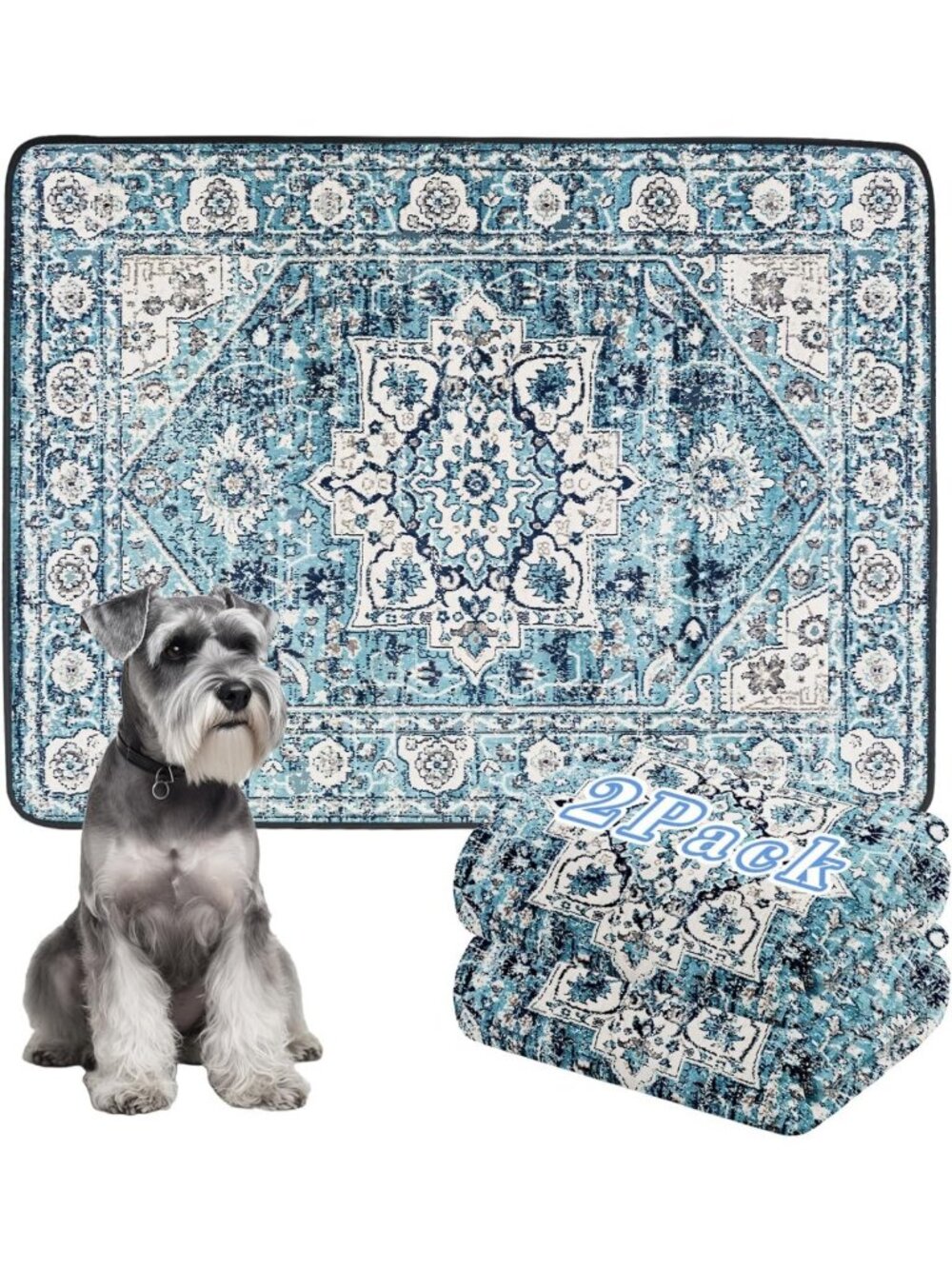 Super Absorbent Washable Dog Pee Pads, 36"x48", Thick 2-Pack Pet Mats